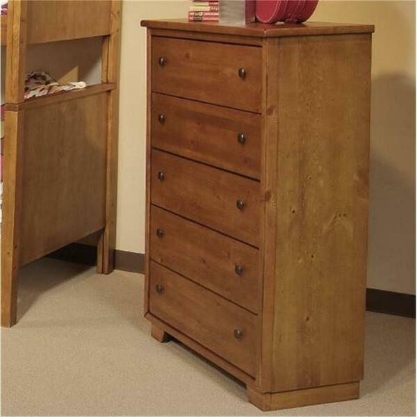 Progressive Furniture Diego Casual Style Five Drawer Chest, Cinnamon Pine 61652-14